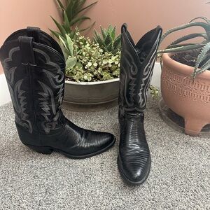 Justin Boots Black Leather Western Boots